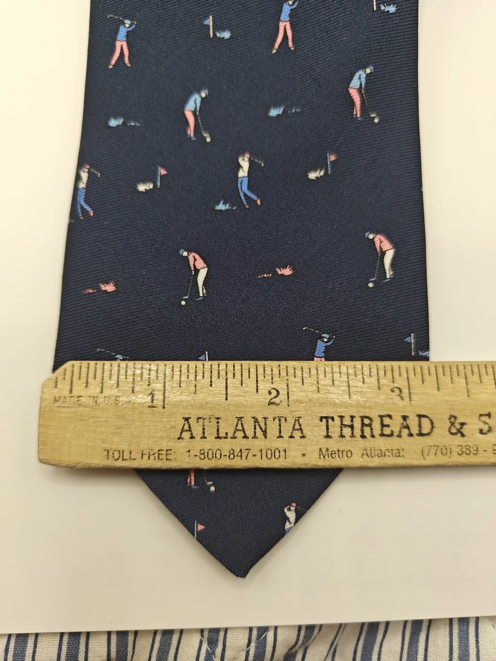 NWT Lazyjack Press Silk Tie Foreplay Golfer Swing Novelty Navy Blue Pink Italy